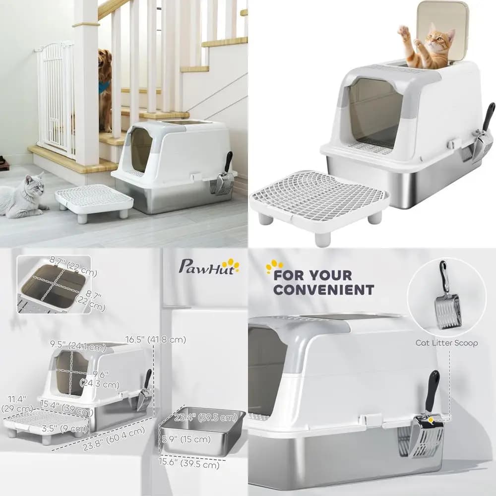 Lettiera per Gatti Extra Large Chiusa con Ingresso Frontale, Uscita Superiore, Paletta, Deodorante, Pedale per Sabbia, Anti-Perdita e Facile da Pulire