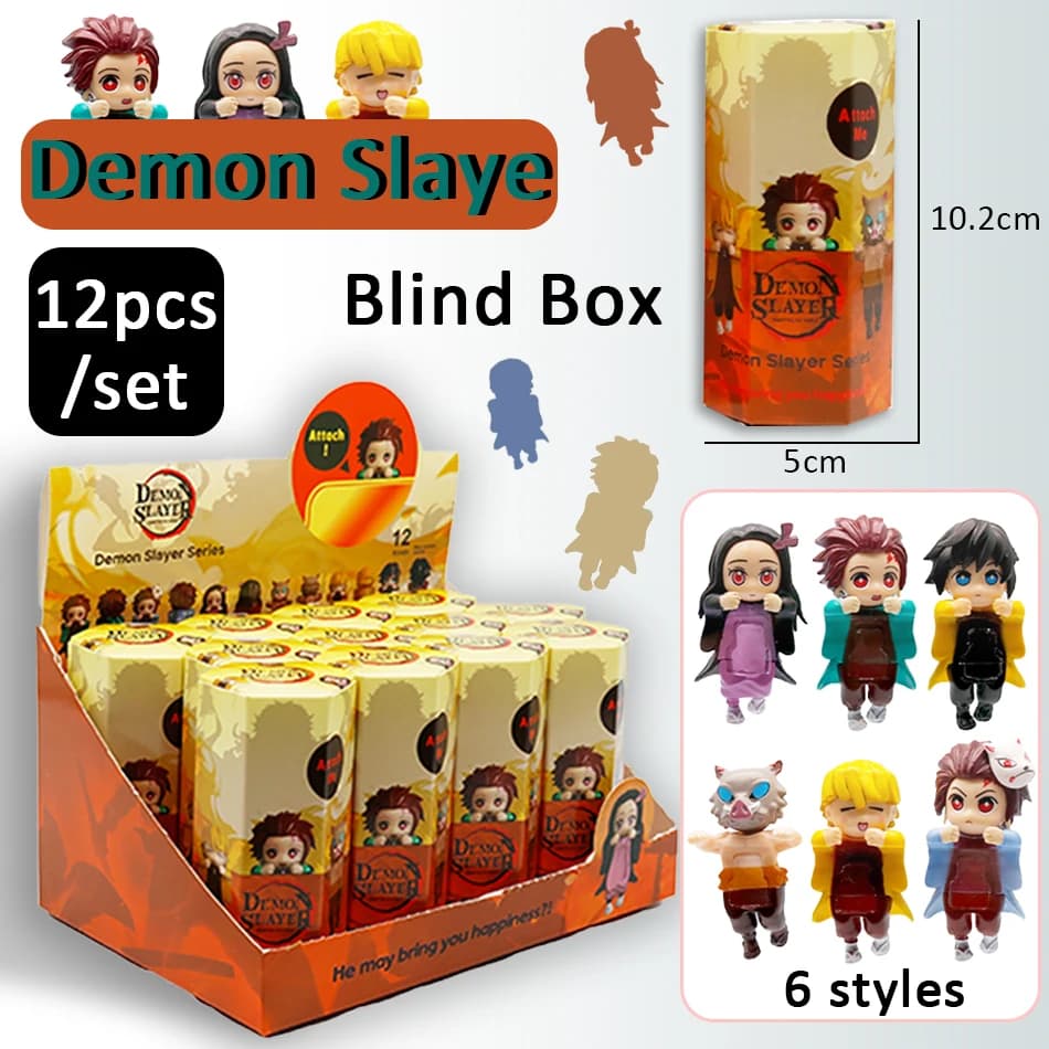 Anime Demon Slayer Series Blind Box Car Phone Decoration Desktop Computer Screen Cupid Hand Fashion Play Doll Birthday Gift