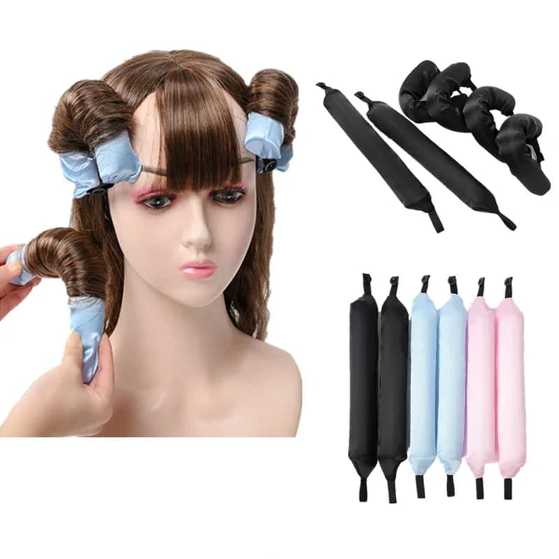 6pcs Soft Satin Pillow Rollers for Hair Sleep Hair Styling Tools for Hair Magic Rollers for Women or Children Curl Flexi Rod