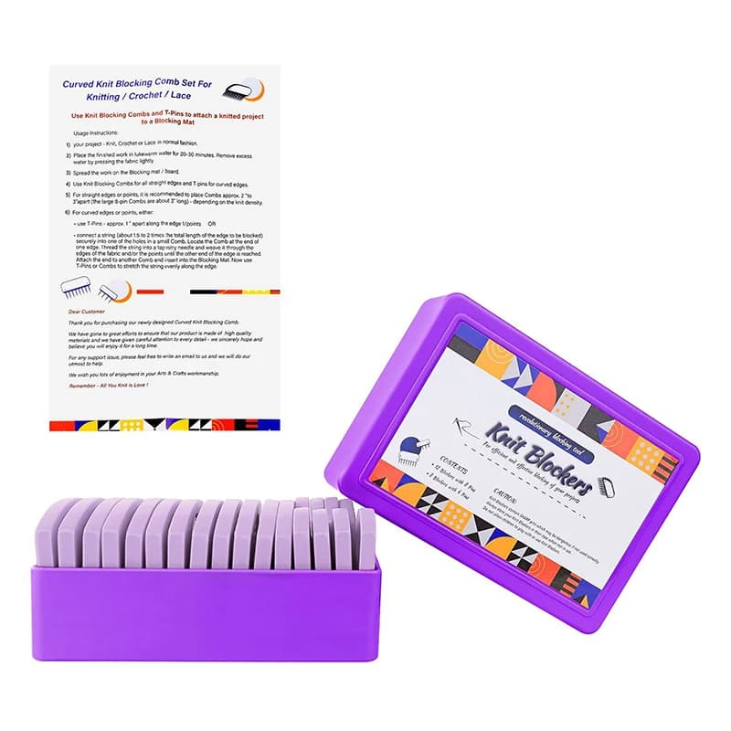 Set di blocchetti per maglieria in acciaio inossidabile da 20 pezzi, 2 dimensioni, pettini per blocchi per maglieria, perni, forniture fai da te