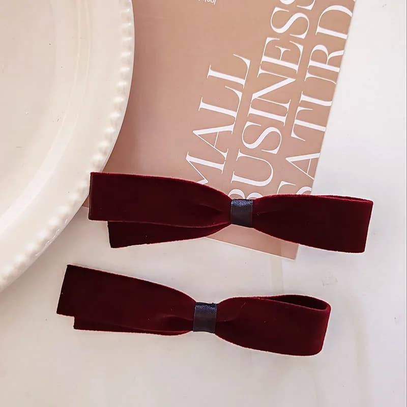 Elegante velluto nero vino fiocco forcina clip laterali per capelli impugnature per ragazze donne bambino capelli festa washface accessori fascia