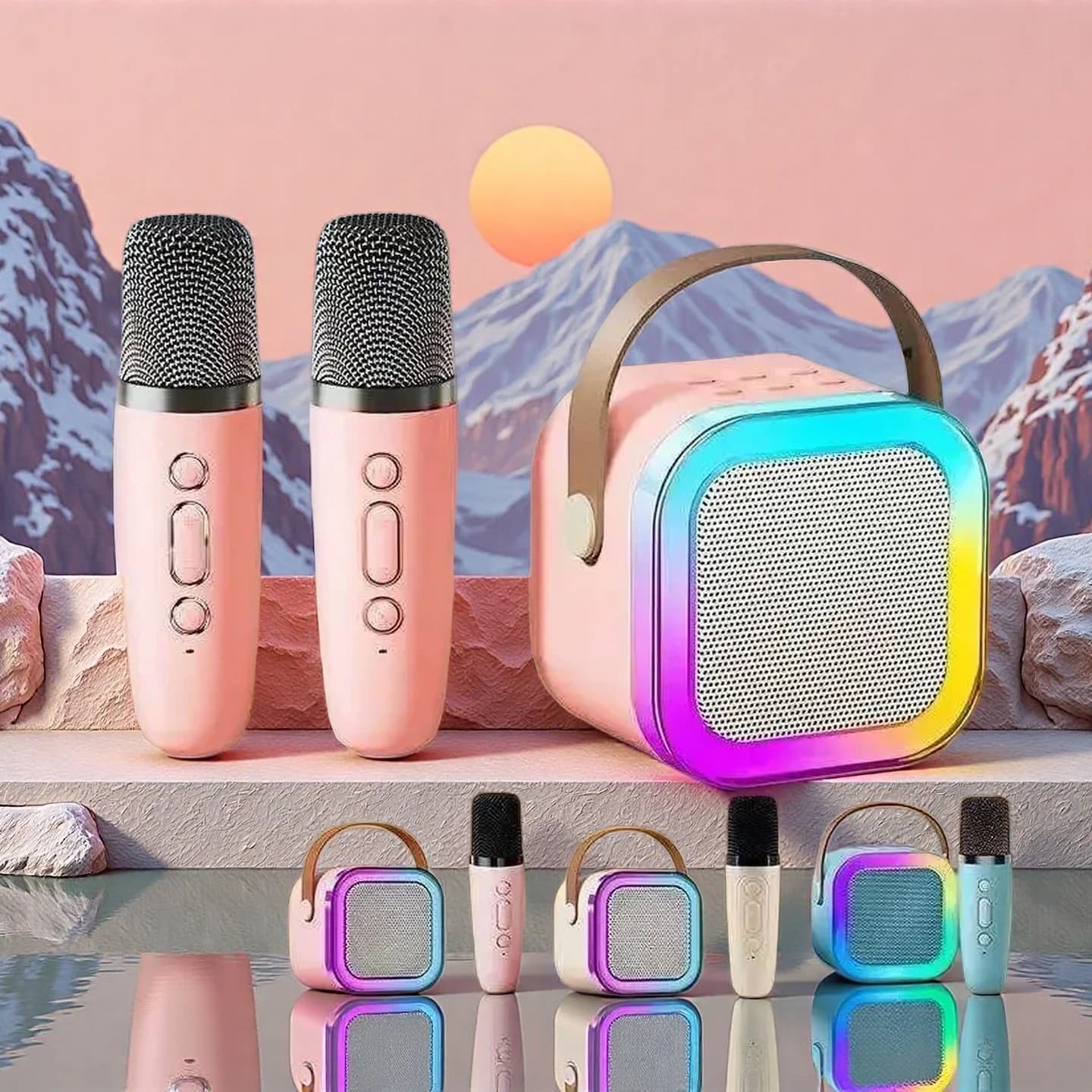 Altoparlante Bluetooth K12 con Sistema Karaoke Portatile e 1-2 Microfoni Wireless per Canto Familiare e Divertimento dei Bambini