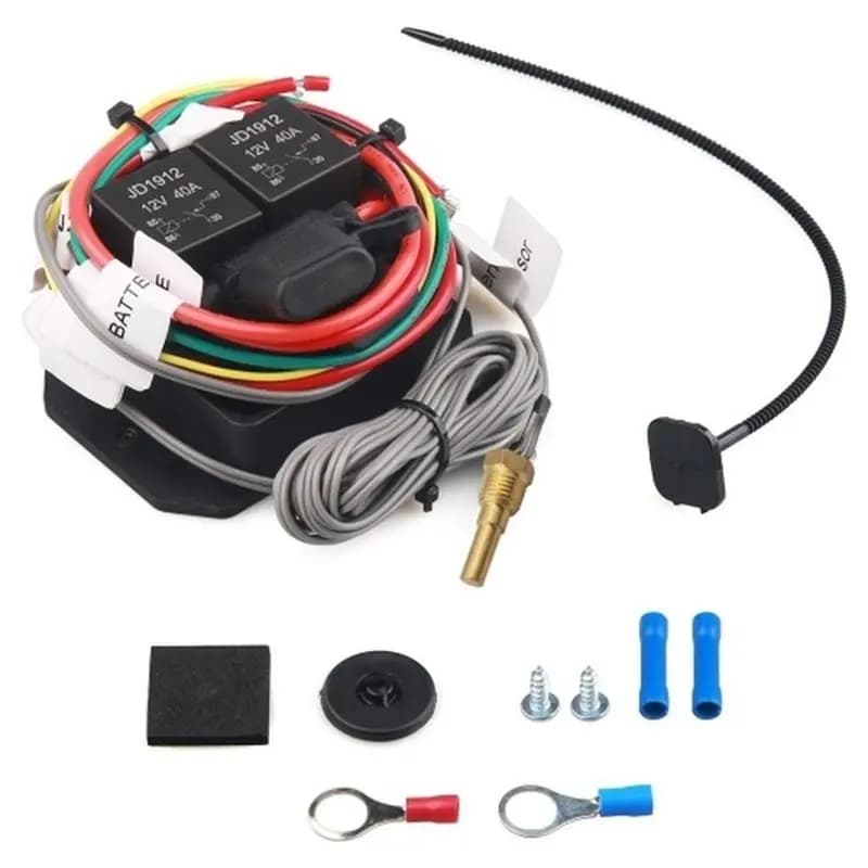 1Set Universal Radiator Fan Controller Switch 12V, Adjustable Electric Cooling Fan Thermostatic Relay Kit A-T48C