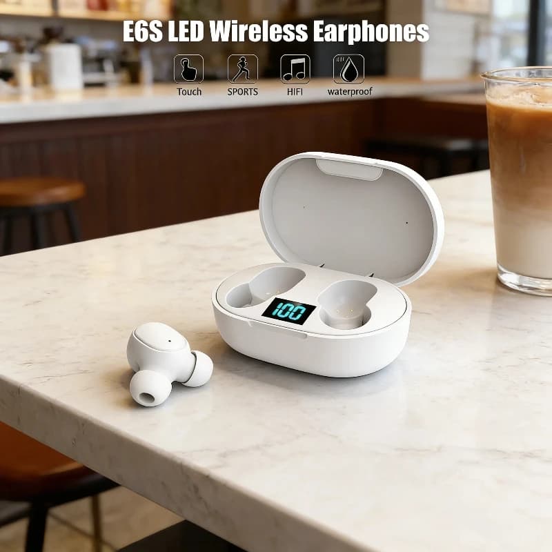 Bluetooth Wireless E6S headphones, TWS Wireless Headphones with Microphone