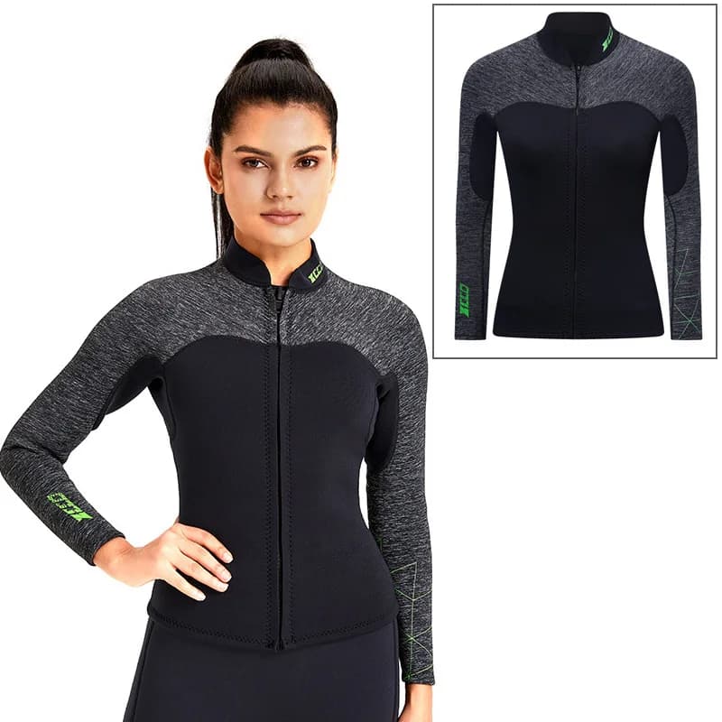 Top da muta in neoprene a maniche lunghe da donna da 3 mm - Camicia da bagno per acqua fredda, Giacca da sub Pantaloni da surf e sport acquatici da uomo