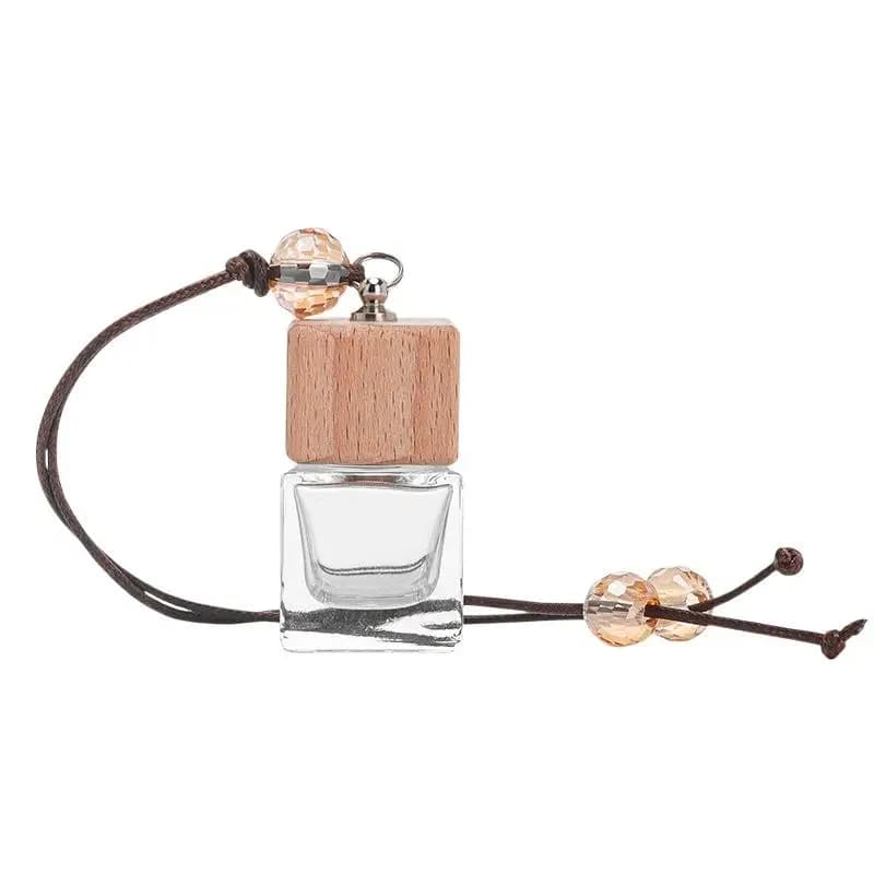 1Pcs Car Hanging Perfume Bottle For Auto Aromatherapy Decoration Empty Glass Essential Oil Diffuser Bottle With Wooden Cap