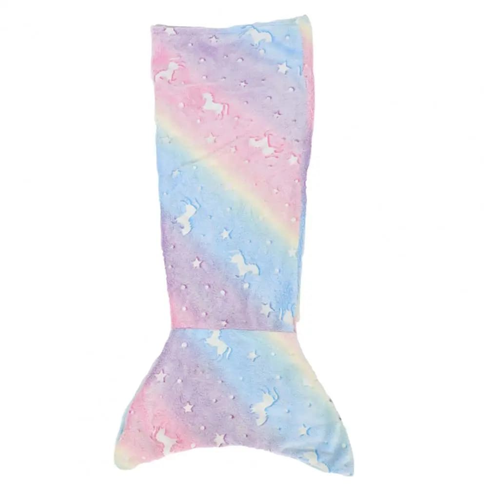 Kids Mermaid Tail Blanket Light-up Mermaid Blanket Wear-resistant Plush Mermaid Tail Blanket Breathable Flannel Fleece for Kids