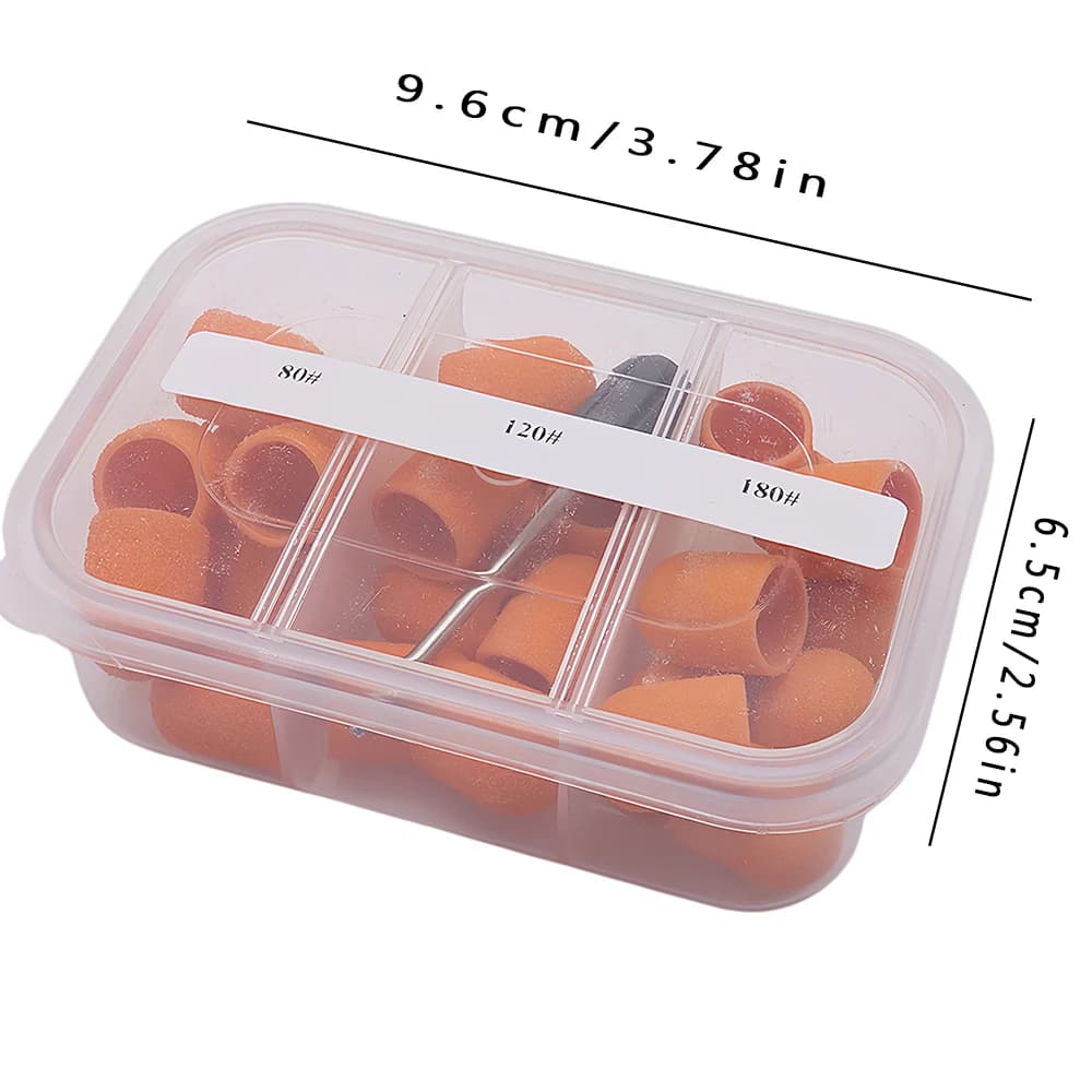 Set of 30 pieces of Abrasive Tips for Nails, 10mm, for Pedicure and Manicure, Home and Salon Tool