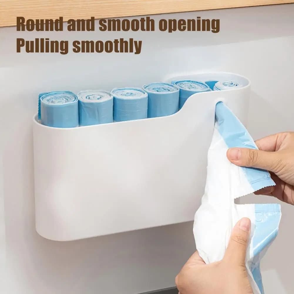Punch-free Wall Hanging Storage Holder Side Draw-out Opening Multi-purpose Kitchen Bathroom Garbage Bag Storage Container