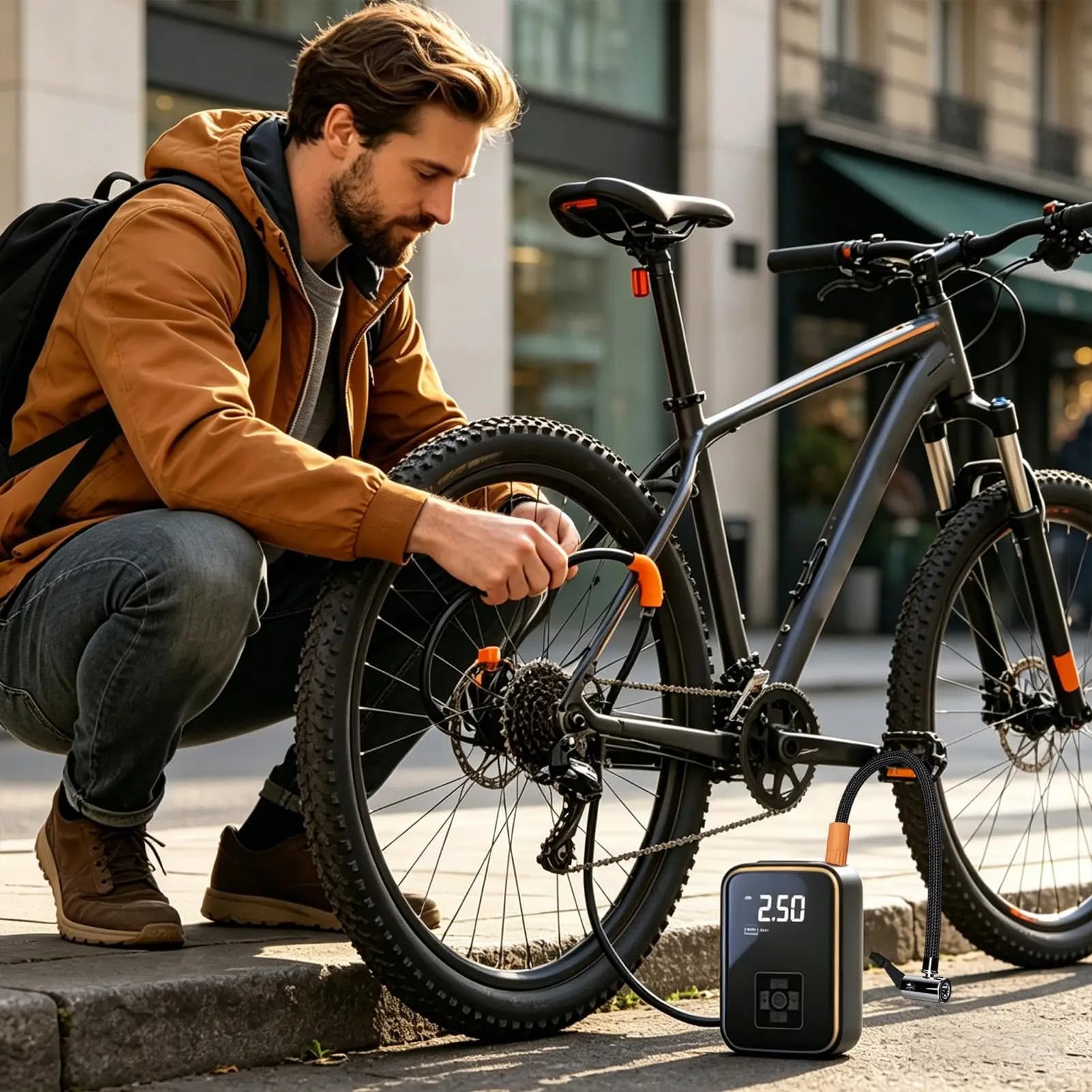 Pompa d'aria per auto con luci LED, manometro, gonfiatore pneumatici senza fili, compressore d'aria portatile per bici, scooter, moto