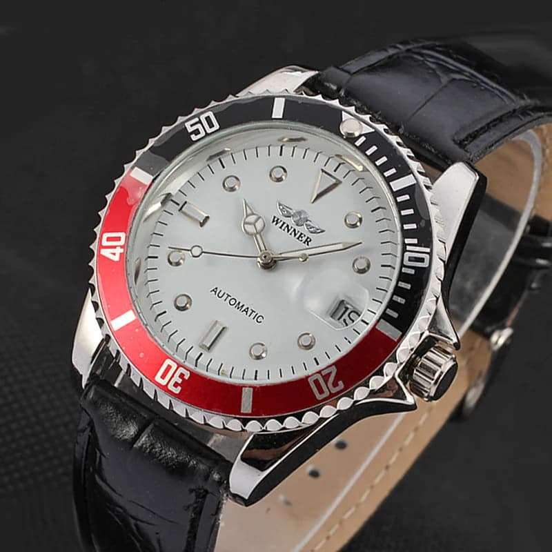 WINNER Watch Men Fashion Sports Watches cinturino in pelle Auto Date Automatic Self Wind orologi da polso meccanici uomo Relogio Masculino