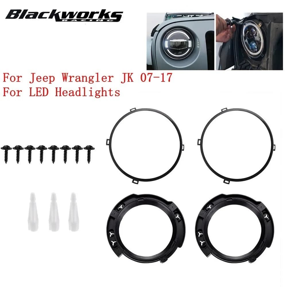 Anello della staffa di fissaggio del montaggio del faro rotondo da 7 pollici per fari a LED per Jeep Wrangler JK 07-17 con anelli in metallo per fari