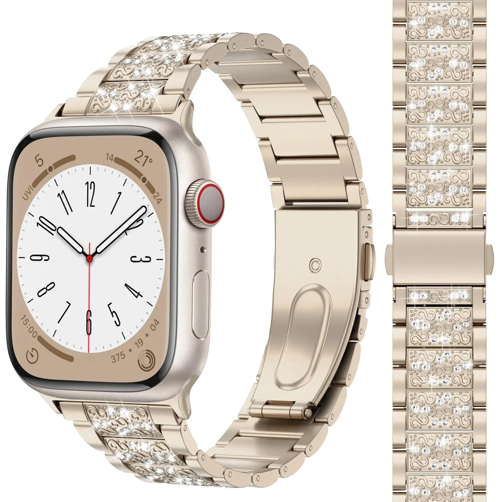 Diamond Bling Strap For Apple Watch Band 49-45-40mm 44-41mm 46-42mm Metal Belt For IWatch Series 10 9 8 7 SE 6 5 Women Bracelet
