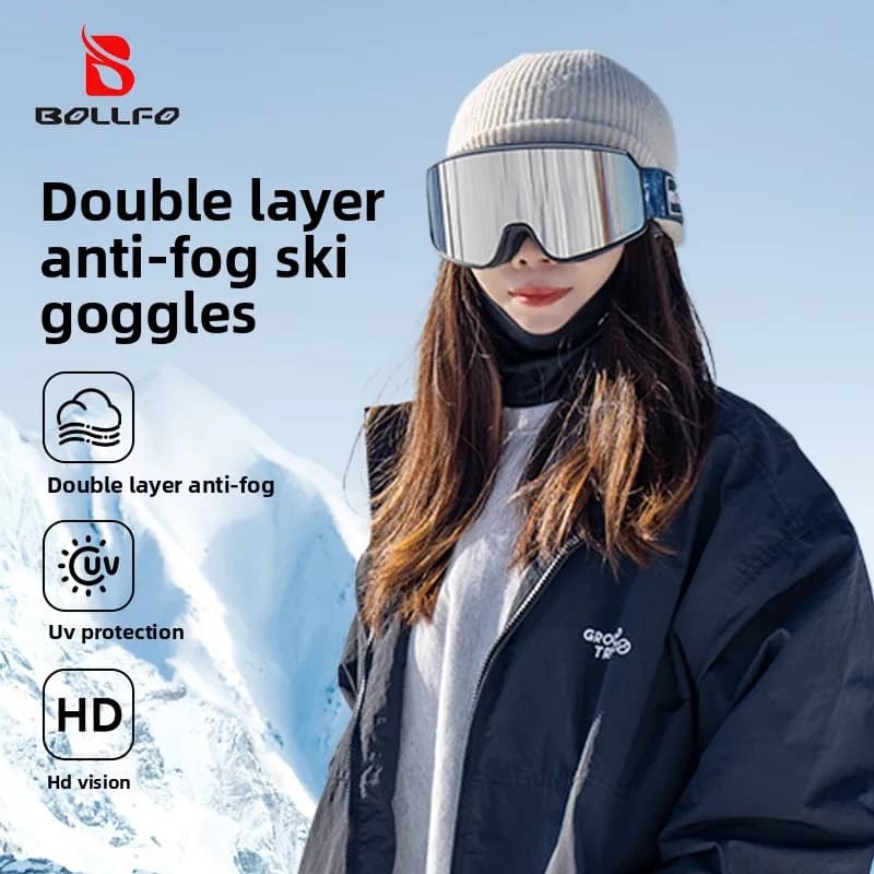 Occhiali da Sci UV400 Antiappannamento a Doppio Strato con Lenti Grandi, Maschera da Sci, Occhiali da Neve e Snowboard, Occhiali a Specchio per Uomini e Donne