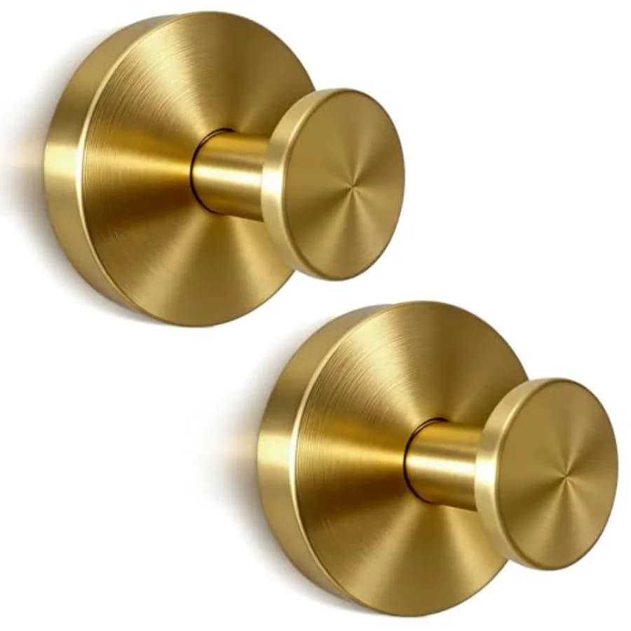 2026 Brushed Gold Suction Cup Hooks for Shower - No Drill Decorative Hooks Hold Towels and Wreaths on Glass Door and Bathroom M