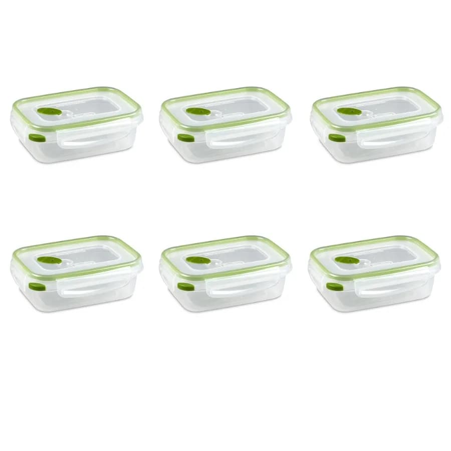 Ultra•Seal™ 3.1 Cup Rectangle, Latching Food Storage Container, Airtight Watertight Seal, Green, 6 Count