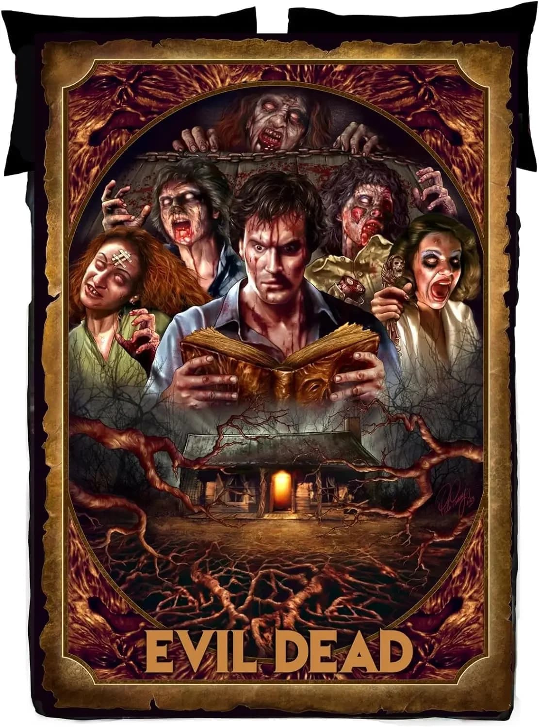 Evil Dead Necronomicon Fleece Blanket, Horror Bedspread, Soft Tapestry, Peter Panayis Horror Movie Art blankets