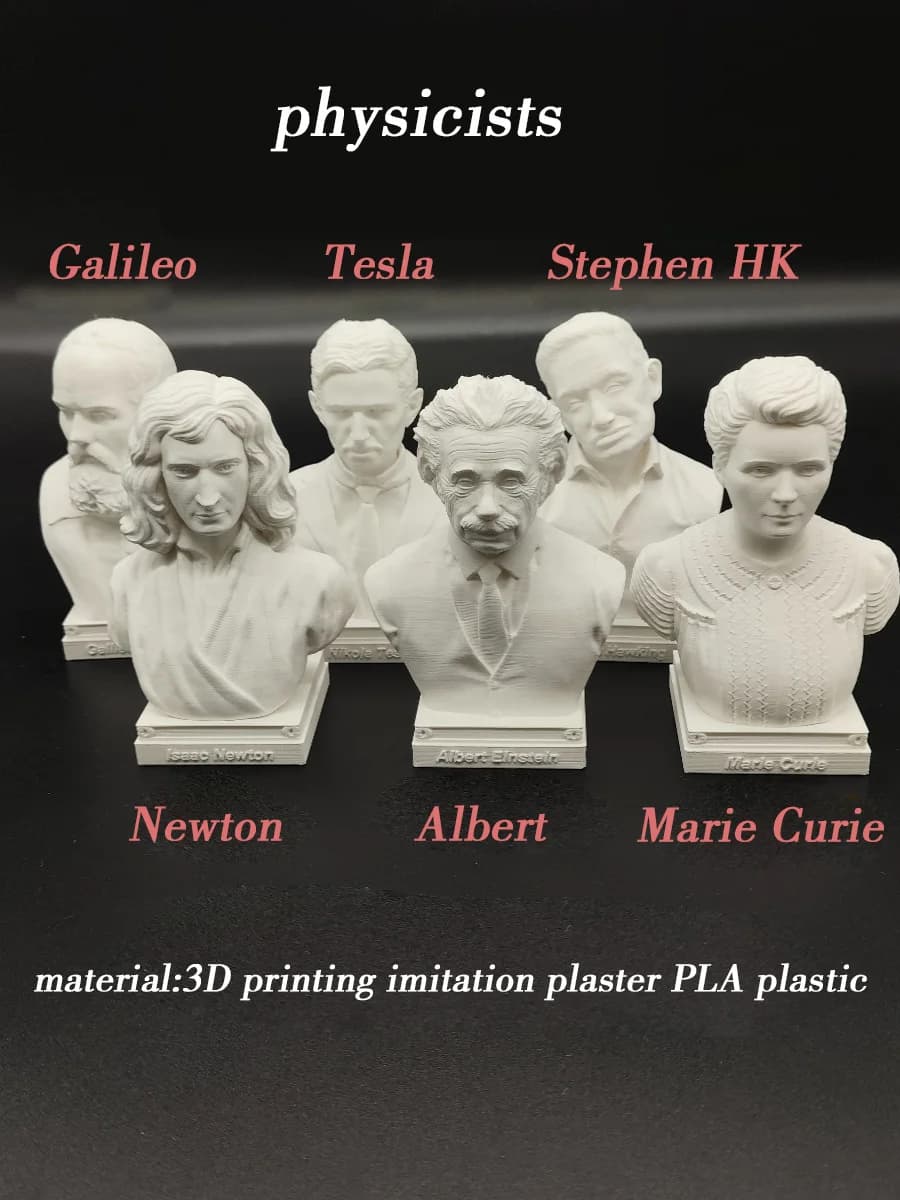 Newton, Galileo, Nikola Tesla, Marie Curie, Stephen Hawking, Albert Einstein, ornamenti scientifici, statue, modelli decorativi in plastica