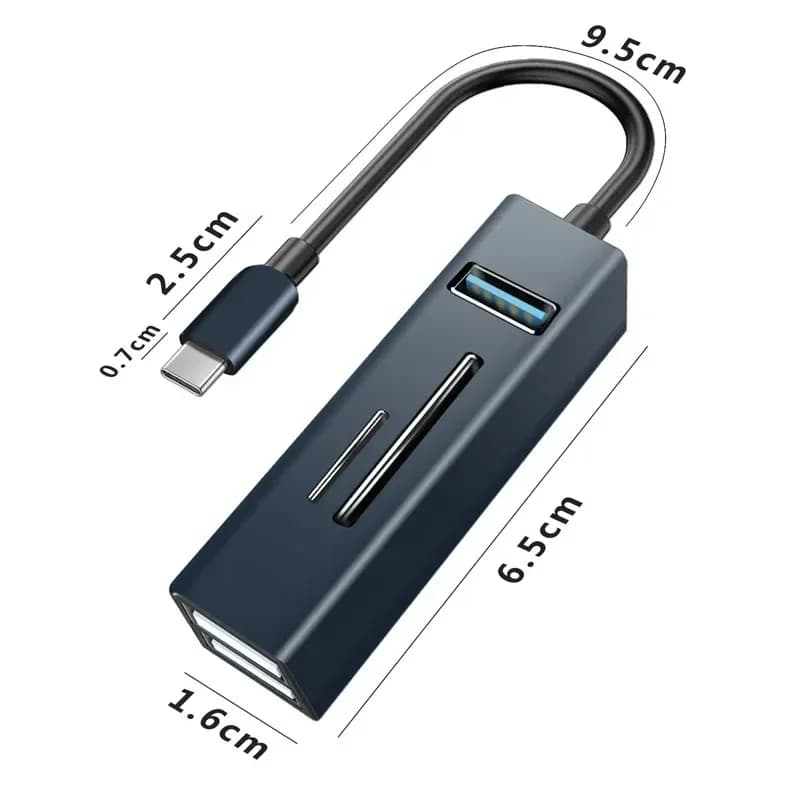 Accessorio per computer HUB multi USB 3.0 da tipo C in lega di alluminio Docking station con porta splitter USB cinque in uno