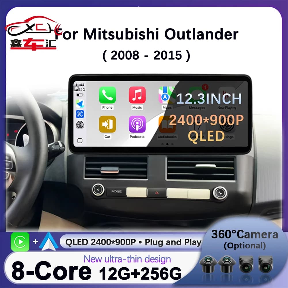 Autoradio Multimediale per Mitsubishi Outlander 2008 - 2015 Navigazione GPS Wireless CarPlay 4G WiFi Bluetooth Android 14 NO 2DIN