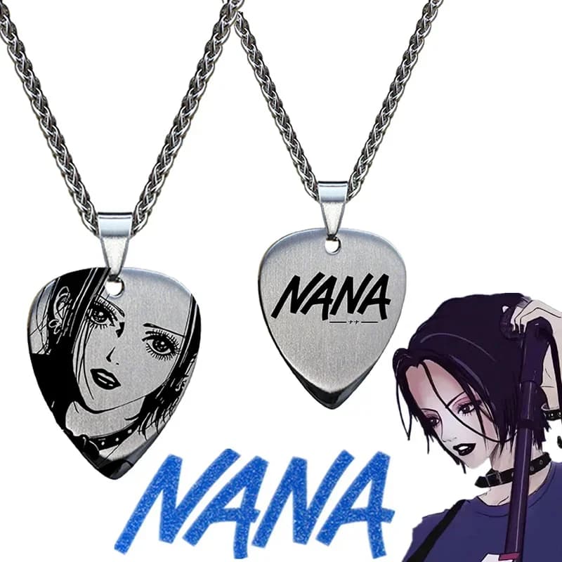 Collana Cosplay Anime NANA Oosaki Nana in Acciaio Inossidabile, Ciondolo a Forma di Plettro per Chitarra Personalizzato al Laser, Accessori e Oggetti di Scena