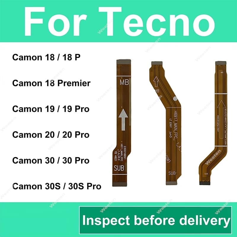 Cavo flessibile principale per scheda madre per Tecno Camon 18 19 20 30 30S P Pro Premier, connettore LCD per scheda madre, ricambi.