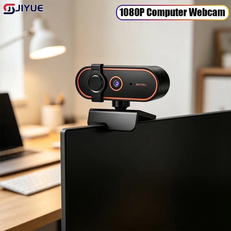 360° Rotatable HD Computer Webcam Angle Built-in Dual Noise Reduction Mic Privacy Cover USB Plug and Play Live Streaming Camera