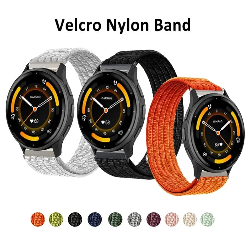 18 20 22mm Breathable Nylon Sport Loop Velcro Strap For Garmin Venu 4 3 3s 4s/sq 2 / 2s / 165 170 245 570 970 55 158 255 265S