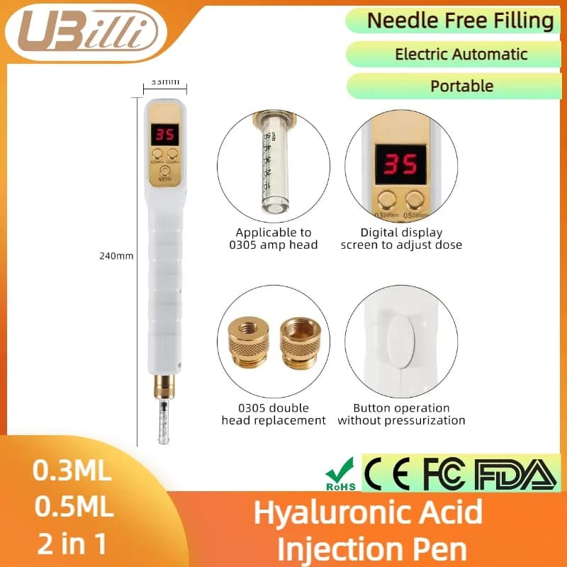 2 in 1 pen for injection of hyaluronic acid injection Lip Kit professional hyaluronic pen continuous fog with needle-free filling