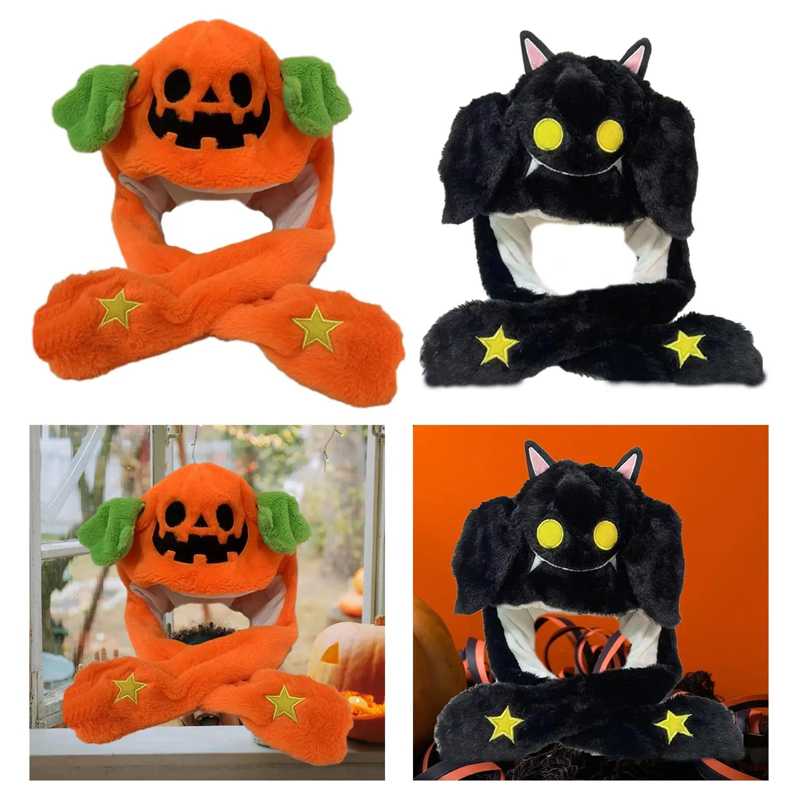 Divertente Cappello Peluche con Orecchie Mobili e Saltanti, Accessorio per Costume, Copricapo per Halloween e Inverno
