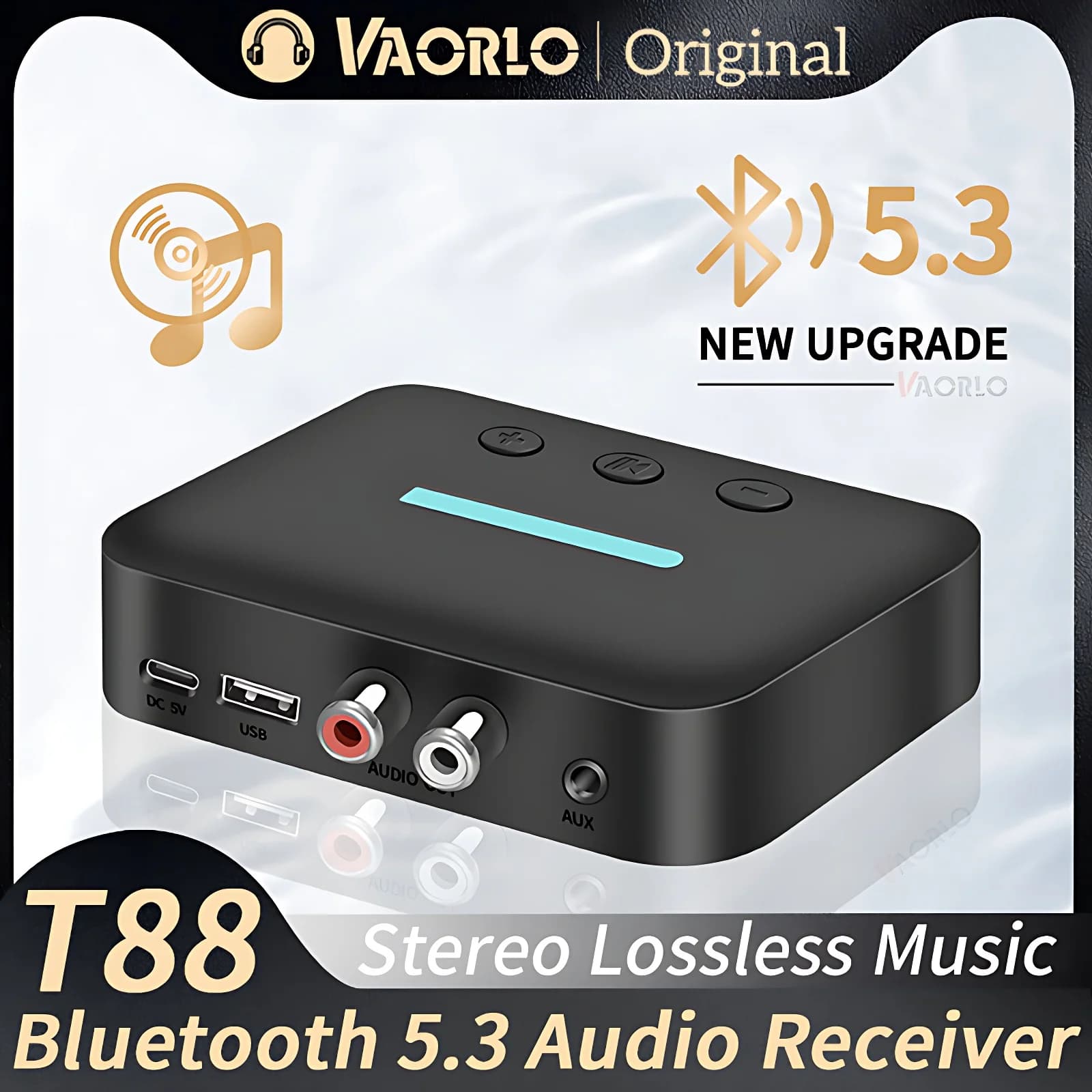 Adattatore ricevitore audio USB Bluetooth 5.3 Musica stereo wireless 3,5 mm AUX R/L RCA Supporto riproduzione U-Disk per amplificatore altoparlante desktop