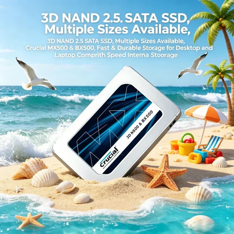 Crucial MX500 & BX500 2.5" SATA SSD with 3D NAND, Various Capacities, Fast Speed & Great Durability for Desktops and Laptops