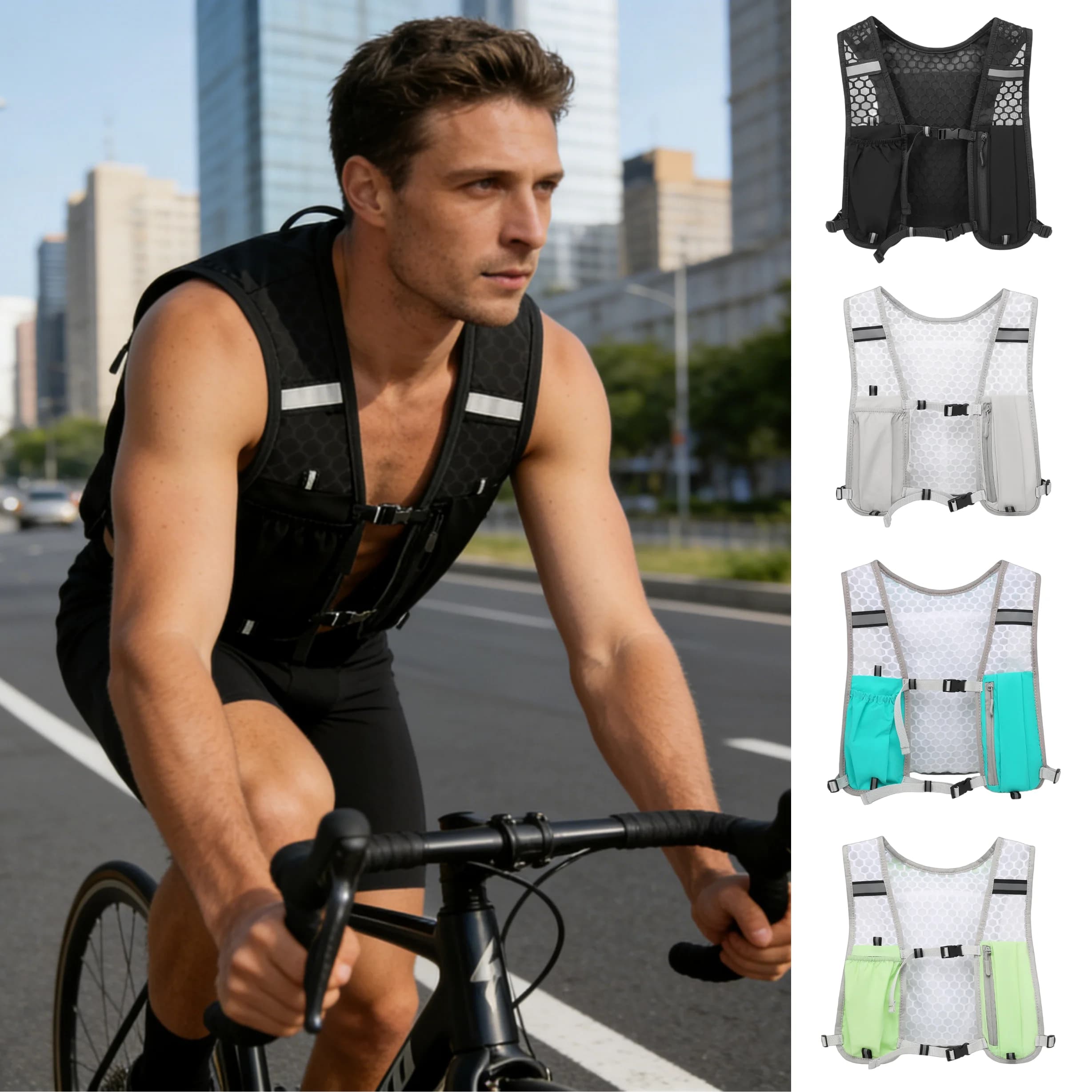 Gilet Idratazione per Corsa, Zaino Sportivo Unisex con Tasca per Bottiglia d'Acqua, Adatto per Sport all'Aperto, Maratone, Ciclismo, Escursionismo