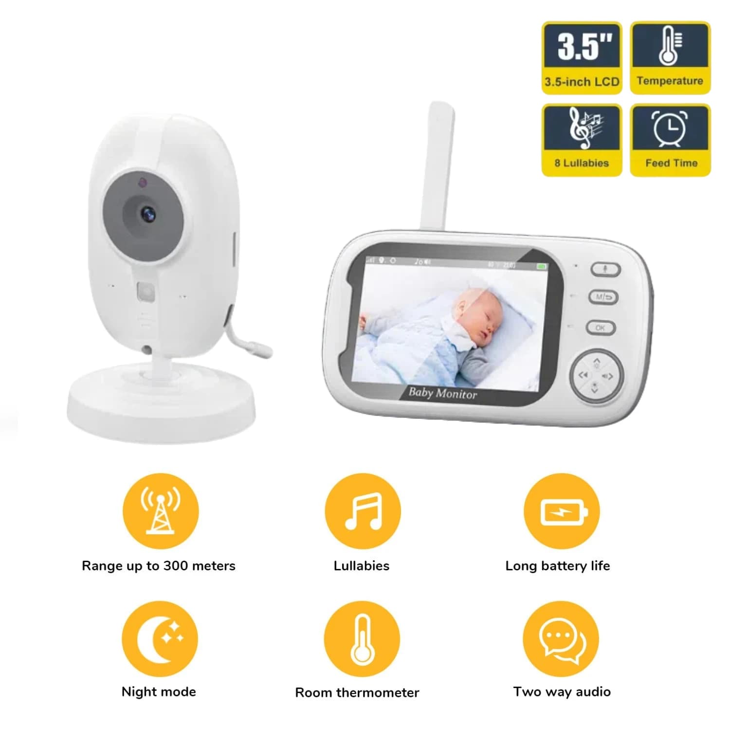 Nuovo 3.5 ''Video Baby Monitor Visione notturna Cam di sicurezza 2.4G Madre Bambino 2 Vie Audio Talk Video Sorveglianza Cam con temperatura
