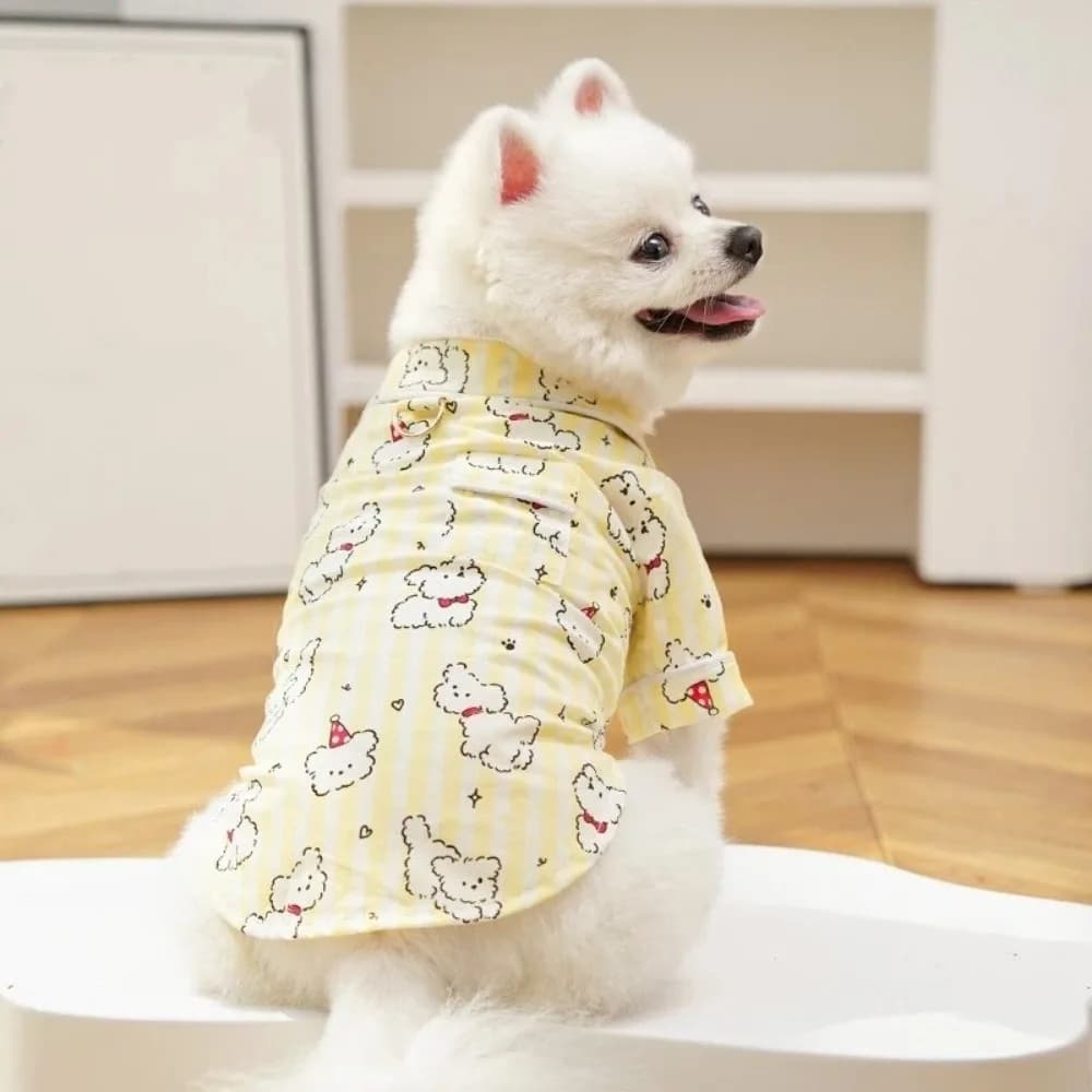 Pigiama per Cani in Cotone con Motivi di Animali Cartoon, Morbido e Traspirante, Comodo Abbigliamento da Notte per Cuccioli, Primavera
