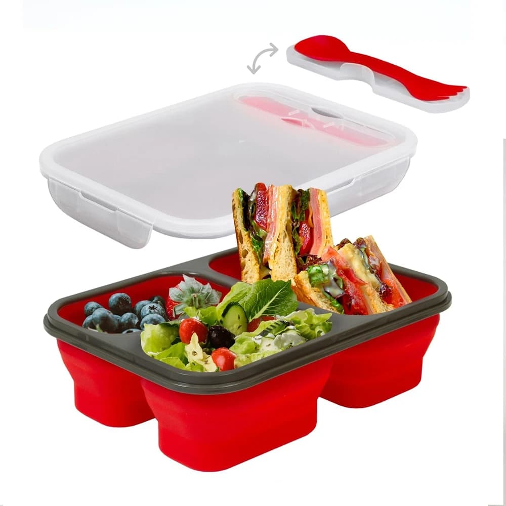 Contenitori pieghevoli per alimenti con coperchi contenitori in Silicone per la preparazione dei pasti contenitori per alimenti in Silicone sicuri per microonde