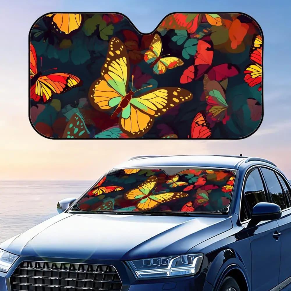 Parasole Divertente a Forma di Farfalle, Pieghevole per Parabrezza Auto, Protezione UV, Isolamento Termico Riflettente, Copertura Riutilizzabile