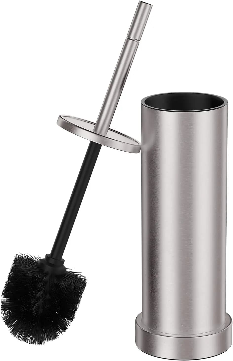 Set Spazzola per WC e Porta Spazzola in Nichel Spazzolato, Spazzola per WC in Acciaio Inox 304 per Bagno, Resistente