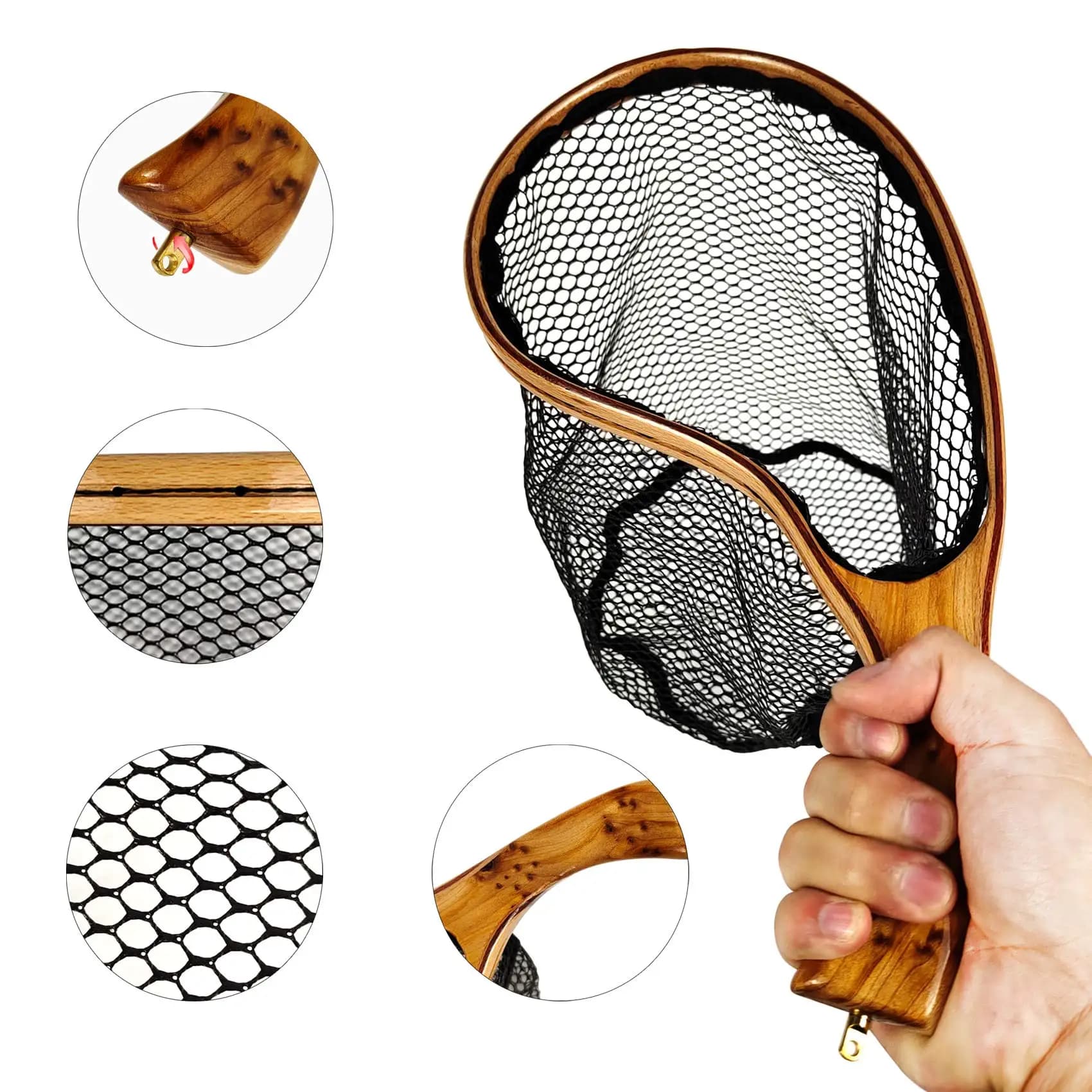 Aventik Tenkara - Guadino da Pesca a Mosca Curvo in Legno Super Leggero con Attacco Girevole in Ottone - Perfetto