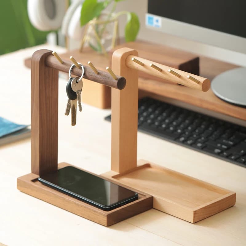 Ornament for black walnut wooden key box, entrance jewelry shelf, solid wood key with hook
