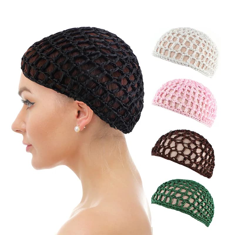 New Women's Network Hair Retina, Black Wig Headphone, Hand-made Crochet Cap, Adjustable Strap, Hairline for Sleep, turban, Hat, Chemo Hats