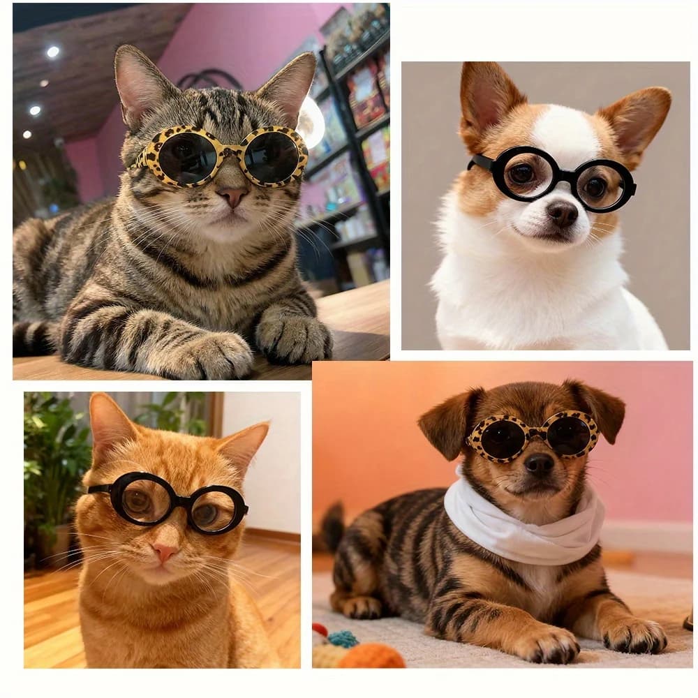 2Pairs Pet Sunglasses 8cm, fashion photo props for cats & small dogs