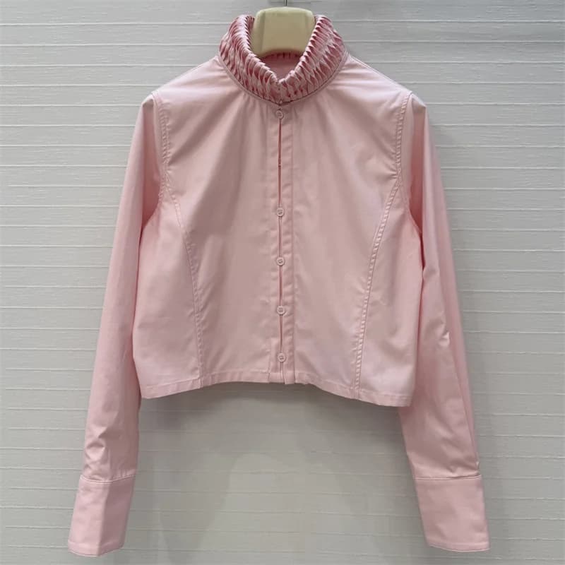 Camicia da donna Primavera 2026 nuova, monopetto, slim fit, a maniche lunghe, 100% cotone puro, blusa da donna, camicia corta stile Y2K