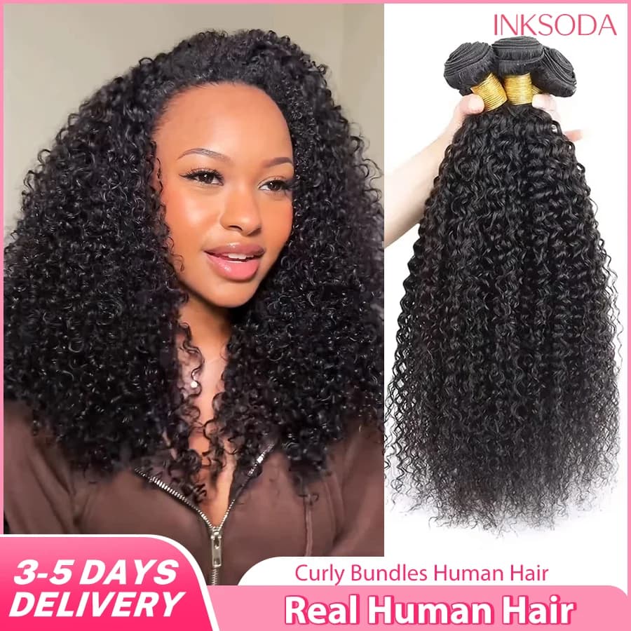 Promotional Sale 10-38 Inch Natural Color Jerry Curly Human Hair Bundles And Weaves Unprocessed Brazilian Human Hair Weave Bundles 1-4PCS Raw Hair Bundles Weave Extensions Hair Extensions Materials For Women Natural Black Soft And Silky Hair
