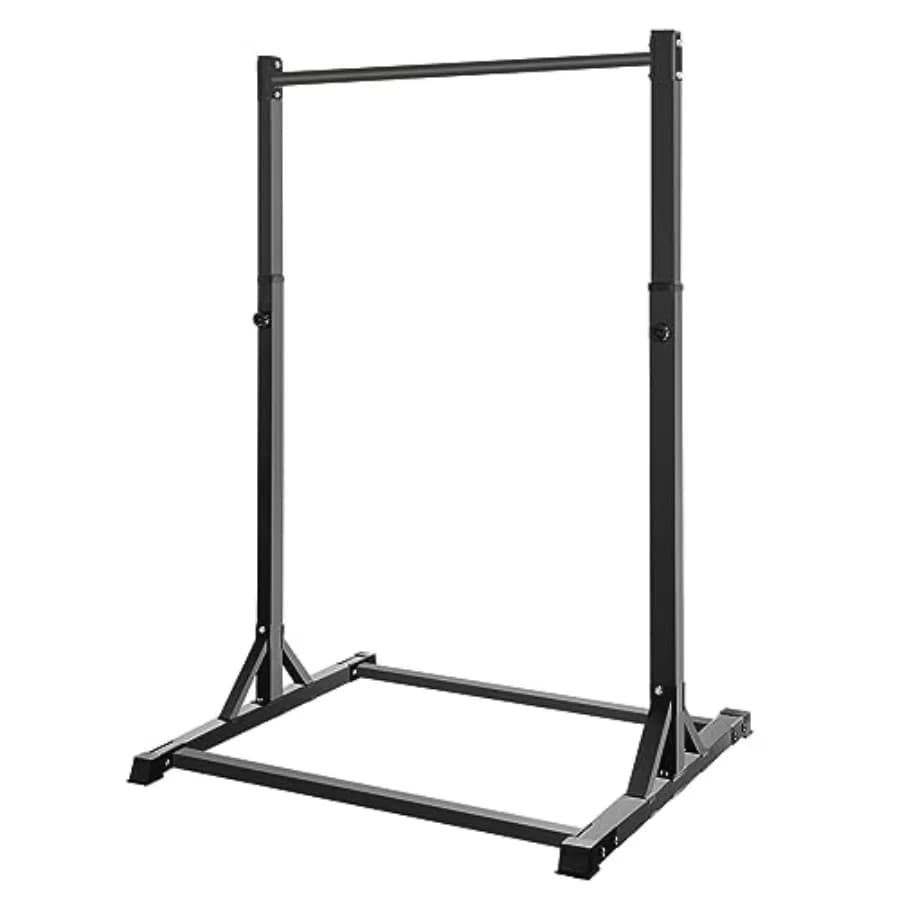 Home gym pull up station, steel, black, 330LBS capacity, portable power tower with multi-grip pull up bar