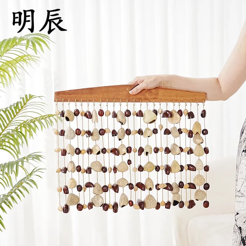24x6 Row Bell - Four Fruit Mixed Shell Wind Chime - Handmade Fruit Shell Indonesian Fruit Sound Healing Wind Chime Pendant