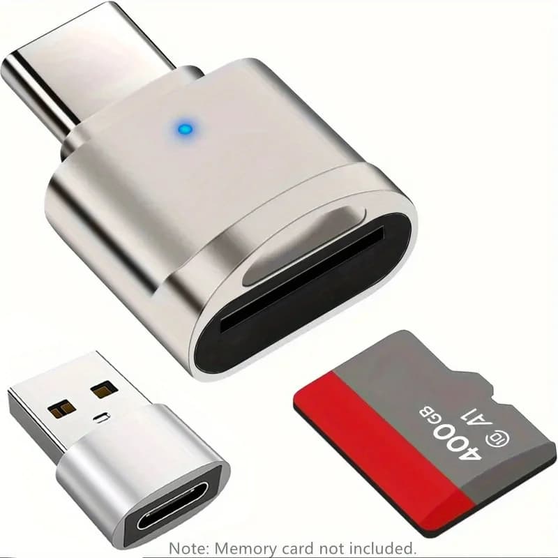 Lettore di schede SD TF tipo C da 2 pezzi Guscio in lega di zinco con adattatore da USB C a USB per iPhone 15-17 Pro Max Laptop MacBook Samsung
