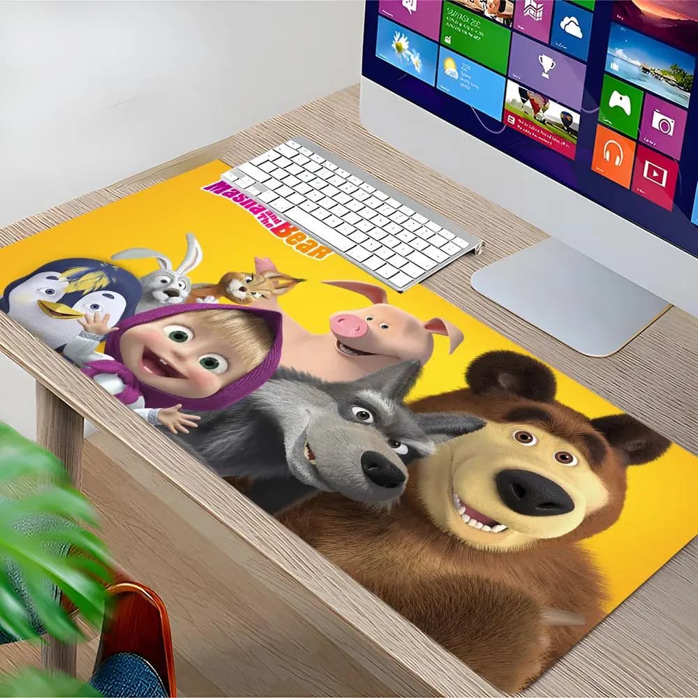M-Masha And B-Bears Mouse Pad Gamer Keyboard Mouse Mat Rubber Cartoon Big Motbook Computer PC Mousepad