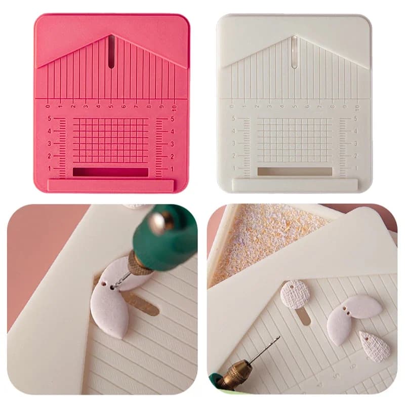 Stud Post Embedding Tool For Polymer Clay Earring Grid Cover EarRing Drill Stand Clay Molds PLA Guide Hole Maker With Dust Box