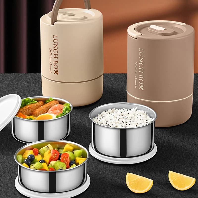 Set contenitore per il pranzo portatile da 4 pezzi (47,5 once), bento box impilabile in acciaio inossidabile 304 con utensili